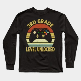 3rd Grade Level Unlocked First Day of School Video Gamer Long Sleeve T-Shirt